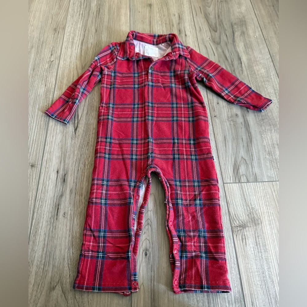 Little Sleepies Red Plaid Infant One-Piece Romper Size 6-12 months